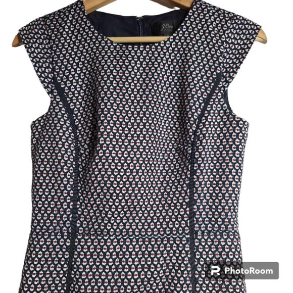J. Crew Cap Sleeve Matelasse Sheath Dress Size 0 - Picture 5 of 10